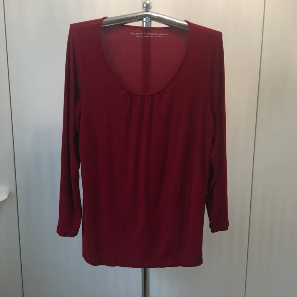 Penningtons Dark Red Scoop neck soft tunic top 1X
